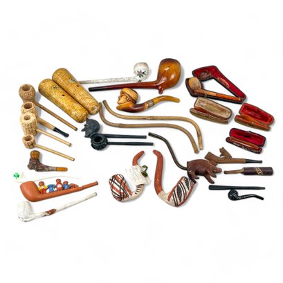Excellent Selection Of Antique Pipes - Meerschaum, Corn Cob, Clay SEE PHOTOS!!!