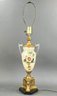 Mid Mod, French Empire Style Glass And Hand Painted Urn Lamps