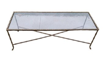 Maison Bagues Bamboo Style Brass Coated Bronze And Glass Coffee Table