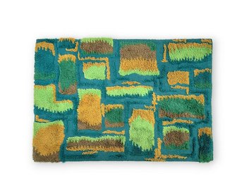 Sleek Danish MCM Rya Rug By Ege Taepper In Blue, Green & Yellow