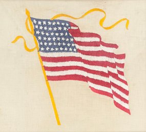 Antique 48 Star Flag Hand Stitched C.1917