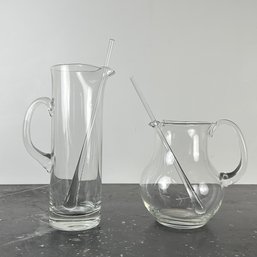 Tiffany Glass Pitchers With Stirrer