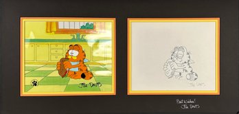 Signed, Original Jim Davis 'Garfield' Pencil Sketch And Animation Cell