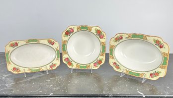 Three Antique Crown Ducal England, USA Porcelain Serving Dishes