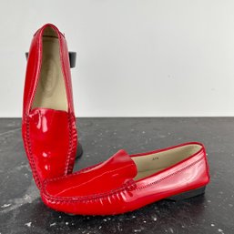 Tods Red Patented Leather Driving Loafer/moccasins