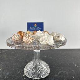 Antique Pattern Glass Cake Stand And Shell Place Card Holders