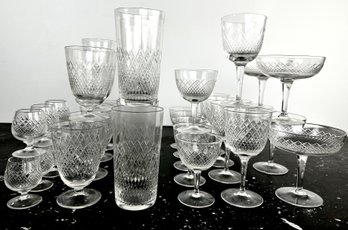 Phenomenal 40 Piece Set Of Vintage Etched Glassware