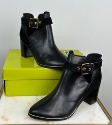 New In Box, Ted Baker Womens Black Leather Ankle Boots, Size 8 1/2