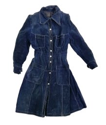 Show Stopping, Vintage Navy Blue Suede Coat