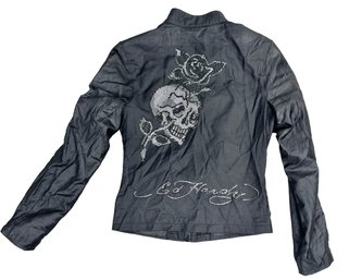 Ed Hardy Jacket With Rhinestone Skull Detail On Back