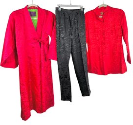 Three Asian Style Silk Fashion Garments Shanghai Tang And Custom Duster