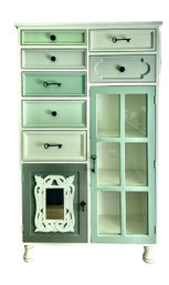 Tall Hutch Or Chest Of Drawers With Glass Doors And Key Hardware