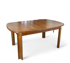 Mid Century Modern Walnut Dining Room Table With Two Leaves And Pads