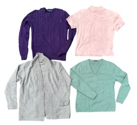 Four Designer Pull Over Womens Sweaters Ralph Lauren, Tahari, J. Mclaughlin,