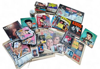 Elvis Memorabilia Lot - Trading Cards, Books, Magazines, Towels