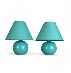 Vintage, Kate Spade Style Turquoise Sphere Lamps