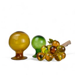Mid Century Resin Grapes And Glass Jars