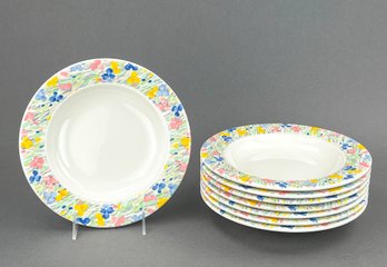 Set Of Vintage Floral Edged Bowls In Pastels
