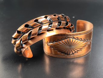 Pair Of Vintage Copper Cuff Bracelets