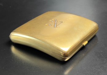 Antique  C. 1906 Gold Plated And Diamond Stone Cigarette Case