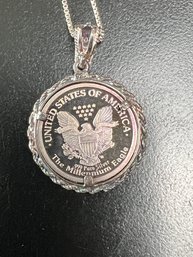 .999 Pure SIlver Millennium Eagle Coin Necklace