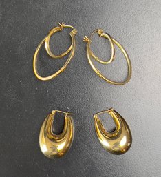 2 Pair, Gold Earrings