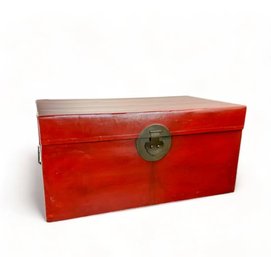 Chinese Red Lacquered Wedding Chest