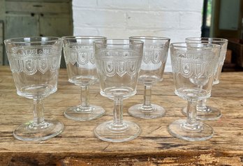 Vintage Pressed Glass Dessert Glasses 6 Pcs