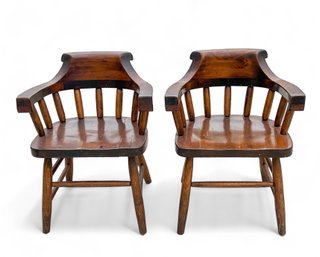 Pair, Pine Wood Captains Chairs - **P/U In Wainscott**