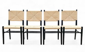 Wood And Woven Dining Chairs, Set Of 4 - *Wainscott