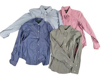 Four Ralph Lauren Womens Button Up Dress Shirts