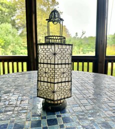 15' Tall Vintage Artisan Woven Metal Hanging Lantern