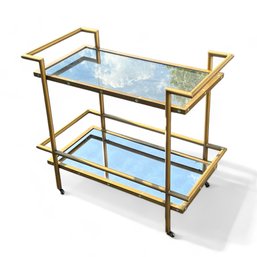 Brass And Glass Rolling Bar Cart
