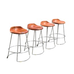 McGuire Wooden Swivel Seat, Counter Or Bar Stools, Set Of 4