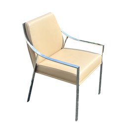 Holly Hunt Upholstered Leather And Chrome Plated Steel Arm Chair