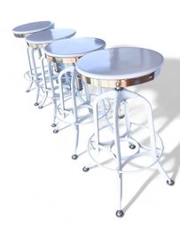 Restoration Hardware Toledo Bar Or Counter Stools In Nickel And White Paint