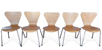 Room And Board, Bent Plywood Chairs After Fritz Hansen, Set Of 5