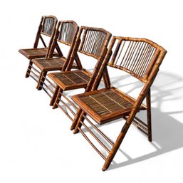 Phenomenal Vintage Bamboo Rattan Folding Chairs