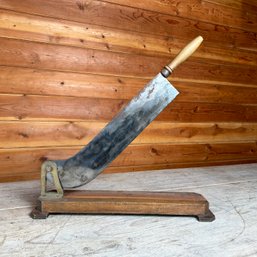 Antique Rival, Bread Slicing Knife With Brass And Wood Mount