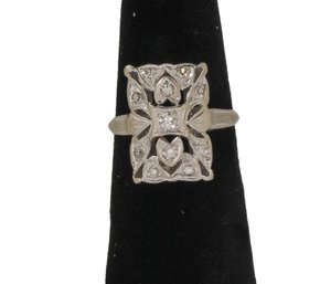 14K White Gold And Diamond Edwardian Ring