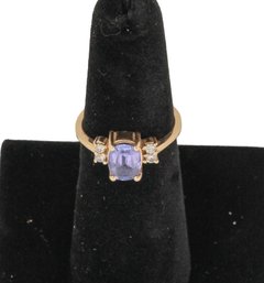 14k Yellow Gold Diamond And Tanzanite Ring