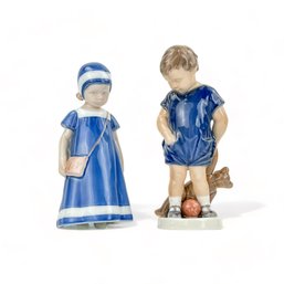 Bing & Grondahl Denmark Porcelain Girl And Boy Figures