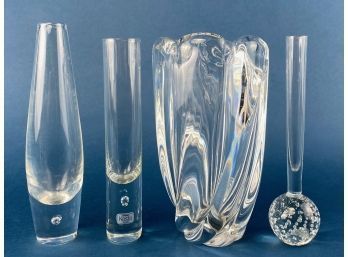 Vintage Lot Of Modernist Clear Steuben Kosta & Orrefors Vases Sweden