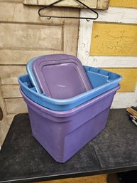 2 Bins With Lids Blue/purple H1