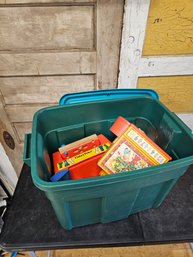 Green Tote Full Of Vtg Toys H1