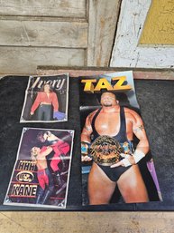 Lot Of Vtg Wrestling Posters Kane Taz Ect C2