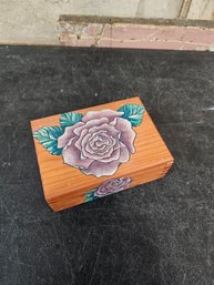 Trinket Box Handpainted With Flower B2