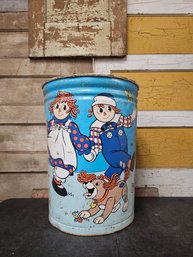 Vtg Large Raggedy Ann Trash Can JB