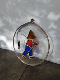 Vtg Stained Glass Fisherman