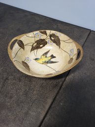 Kutani Ware Chinoiserie Flower And Bird Pattern,  Painted Trinket Dish